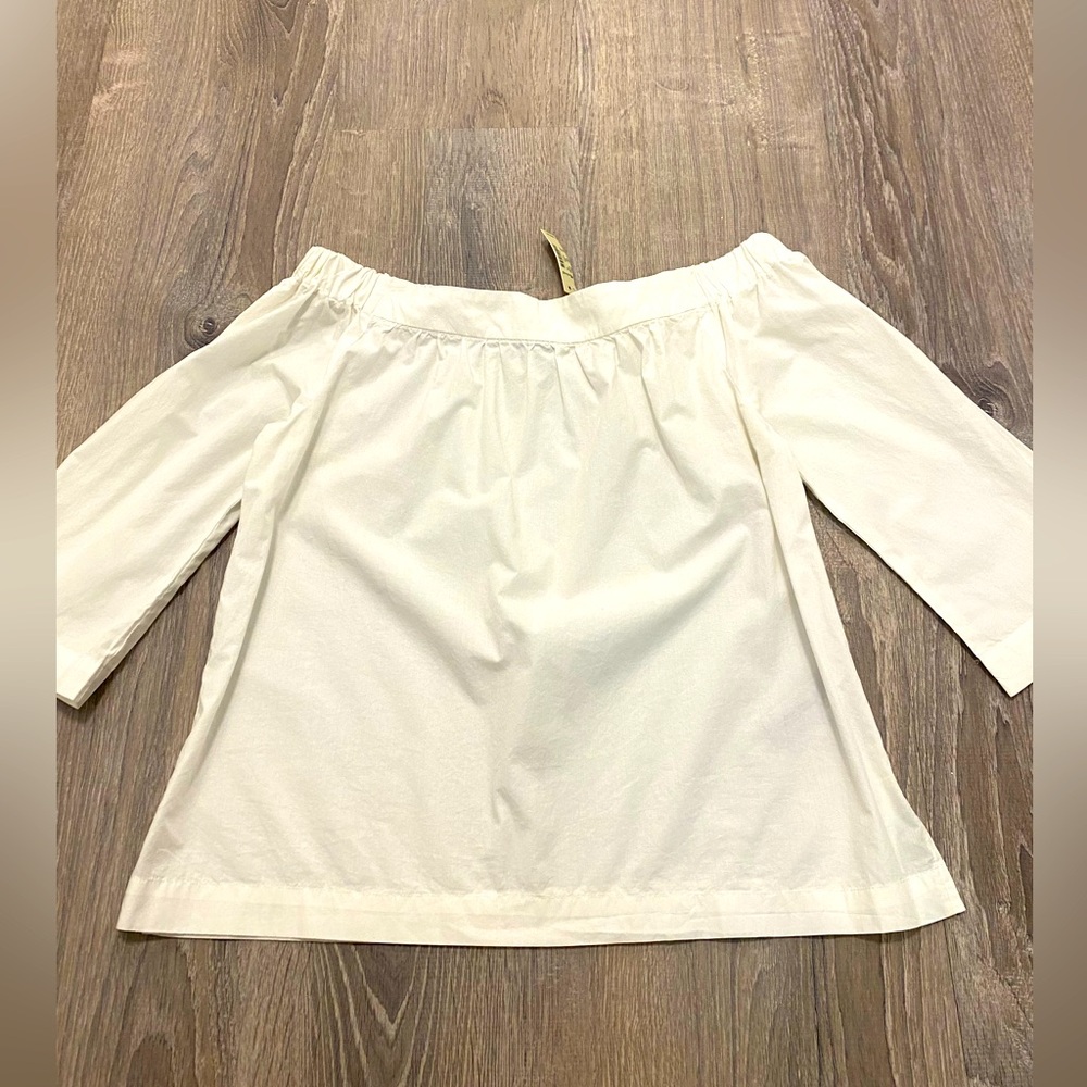 Madewell Flutter off the Shoulder Blouse Top Sleeve White XS